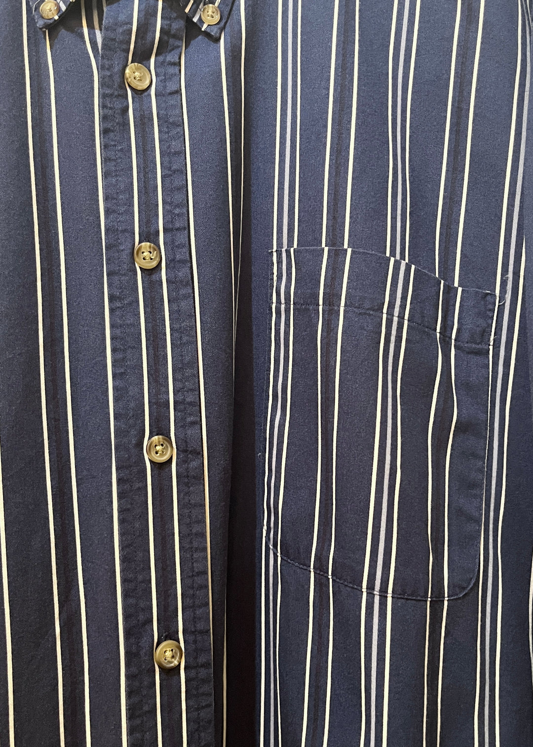 1990s "TOWN CRAFT" navy stripe B.D shirt