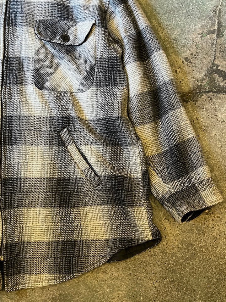 1990s ombré check wool harf coat
