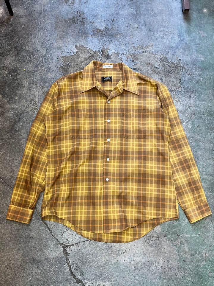 1960s "CAMPUS" brown ×yellow check shirt