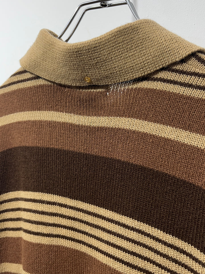 1970s multi brown stripe knit polo