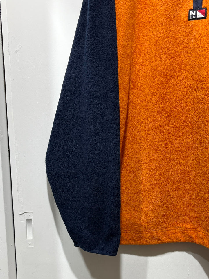 1990s USA made "nautica" orange × navy halfzip fleece jacket