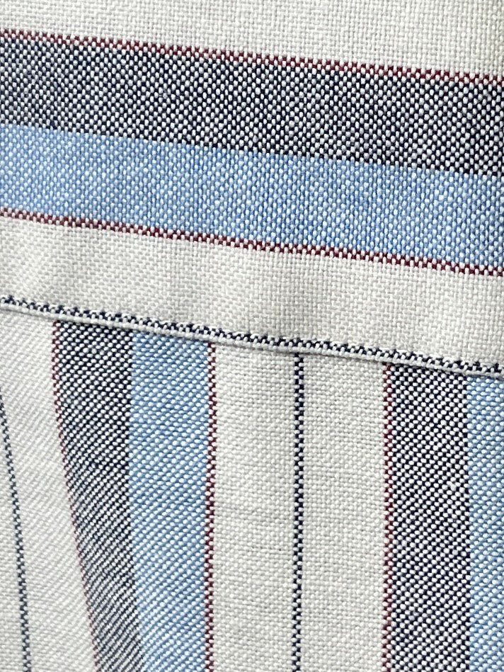 1990-00s pale blue × gray stripes s/s shirt