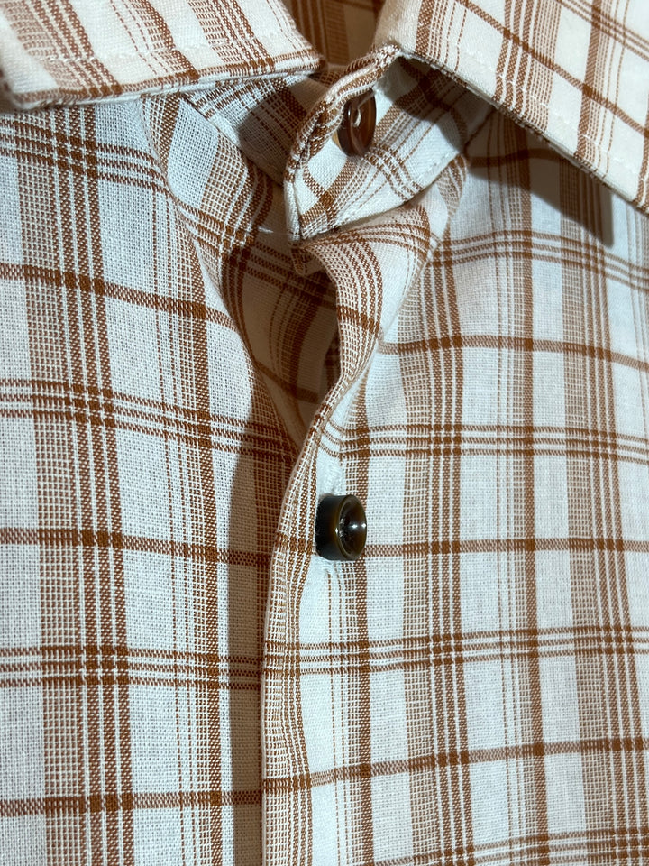 1960s orange brown checkered shirt