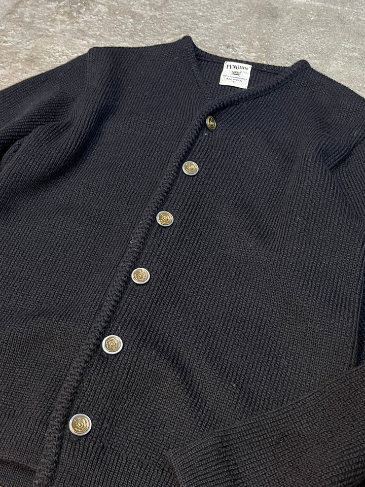 1950-60s "PENGUIN" black knit cardigan