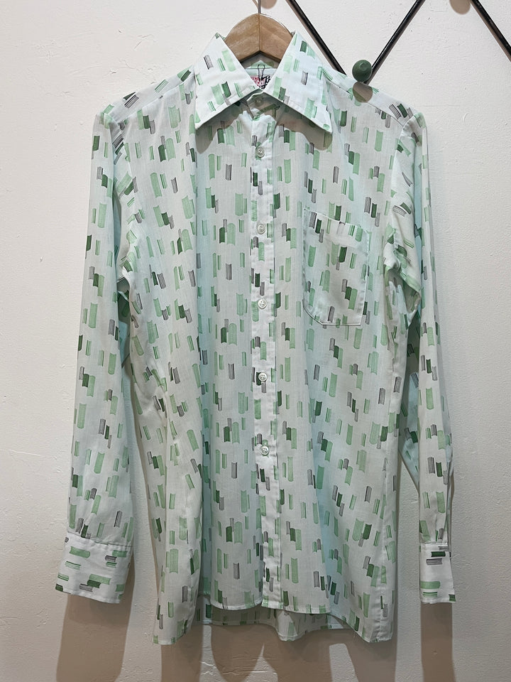 1970s light green total pattern shirt