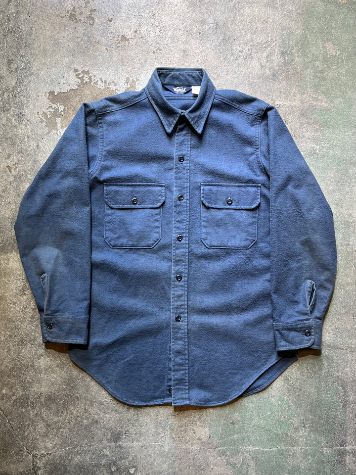 1980s USA made "Wool rich" fade blue chamois cloth shirt