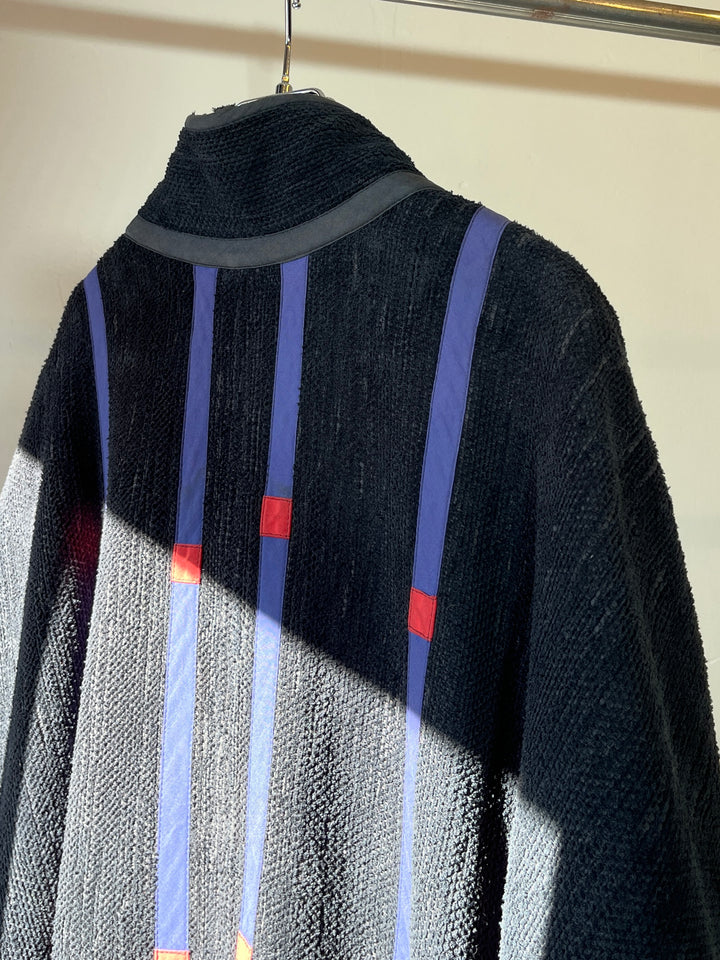 1980s FINLAND made decorative vertical stripes 
blanket cloth jacket