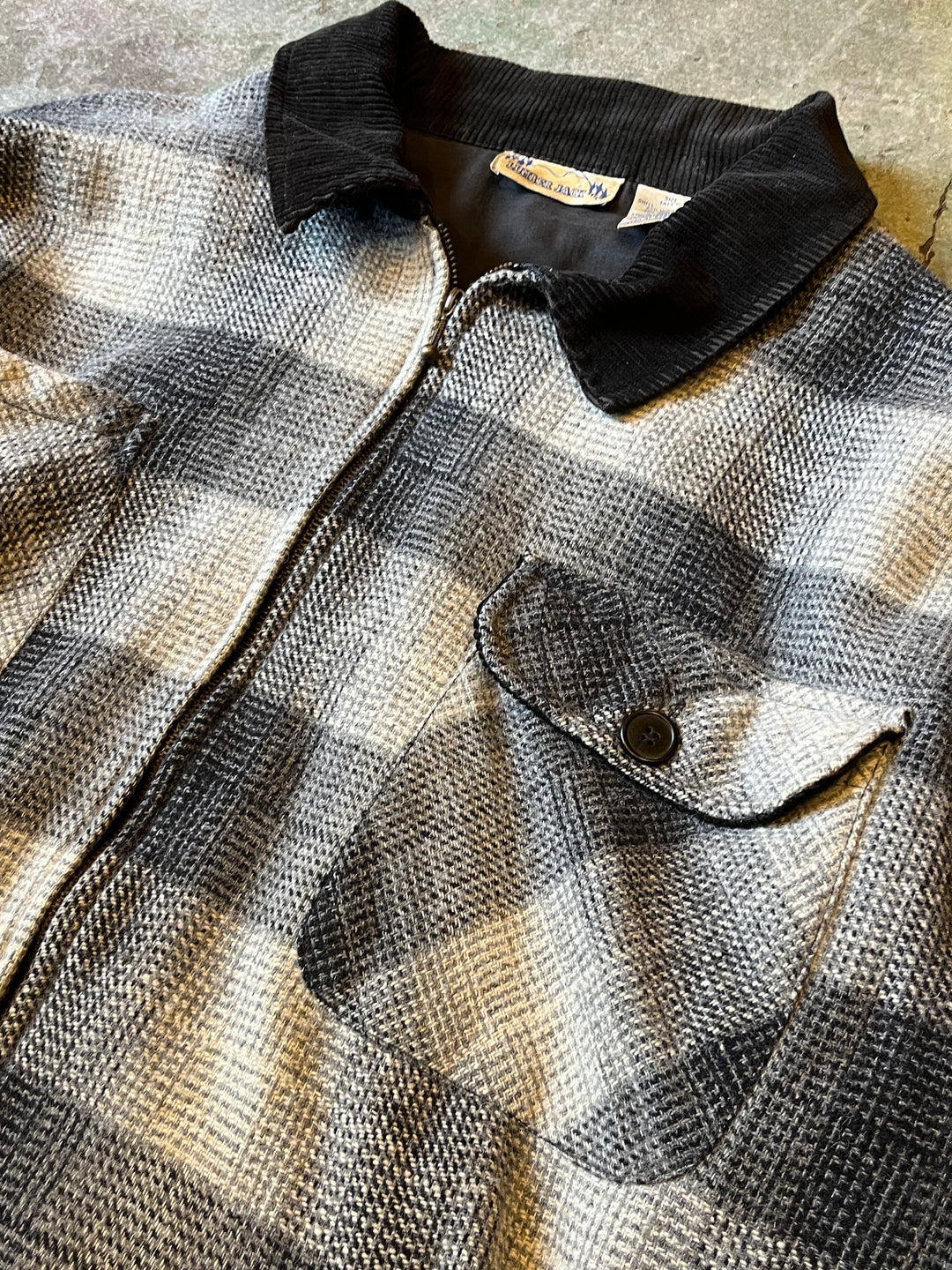 1990s ombré check wool harf coat