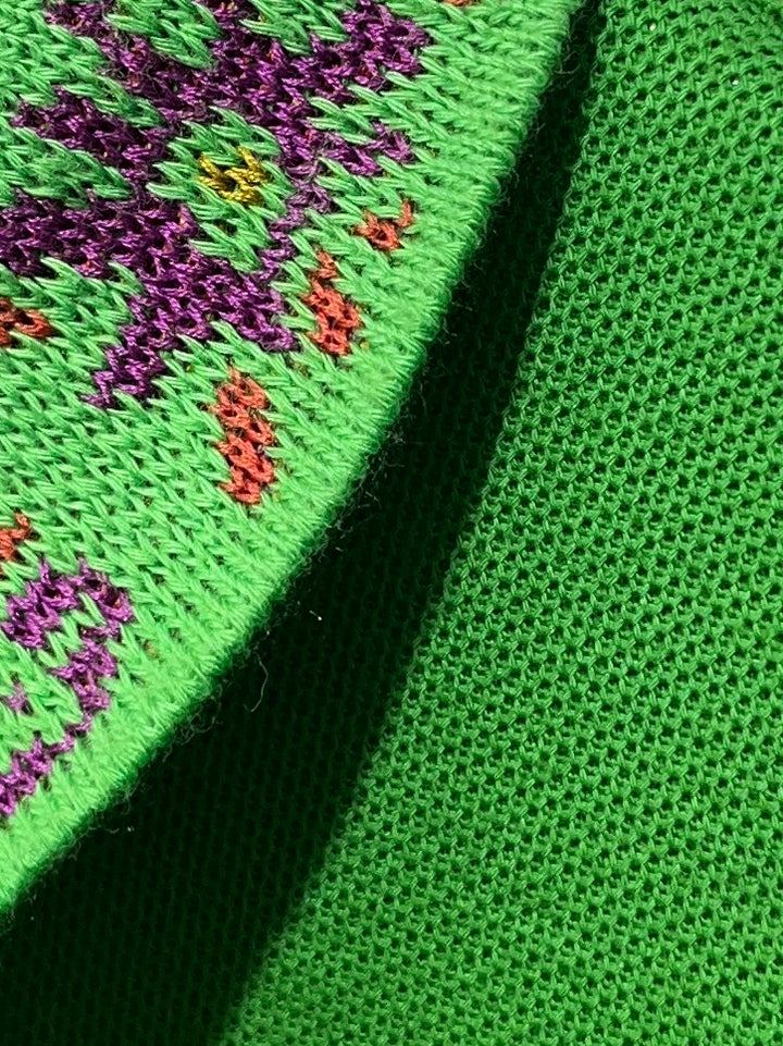 1990s "MISSONI" lime green embroidered collar L/S polo