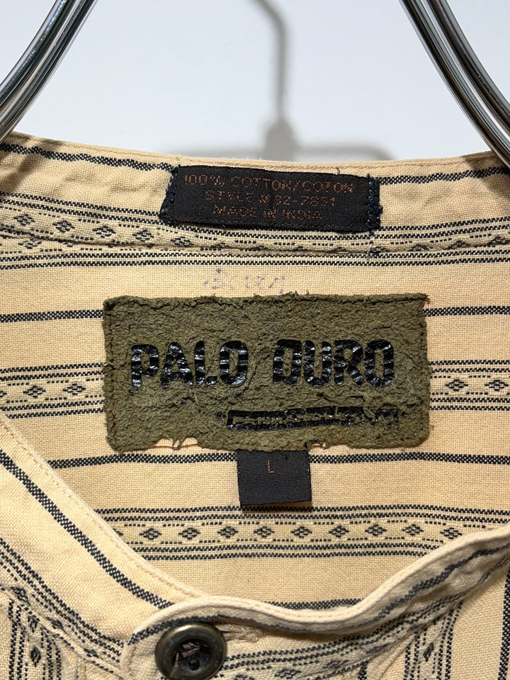 1990s native striped band-collar pullover shirt