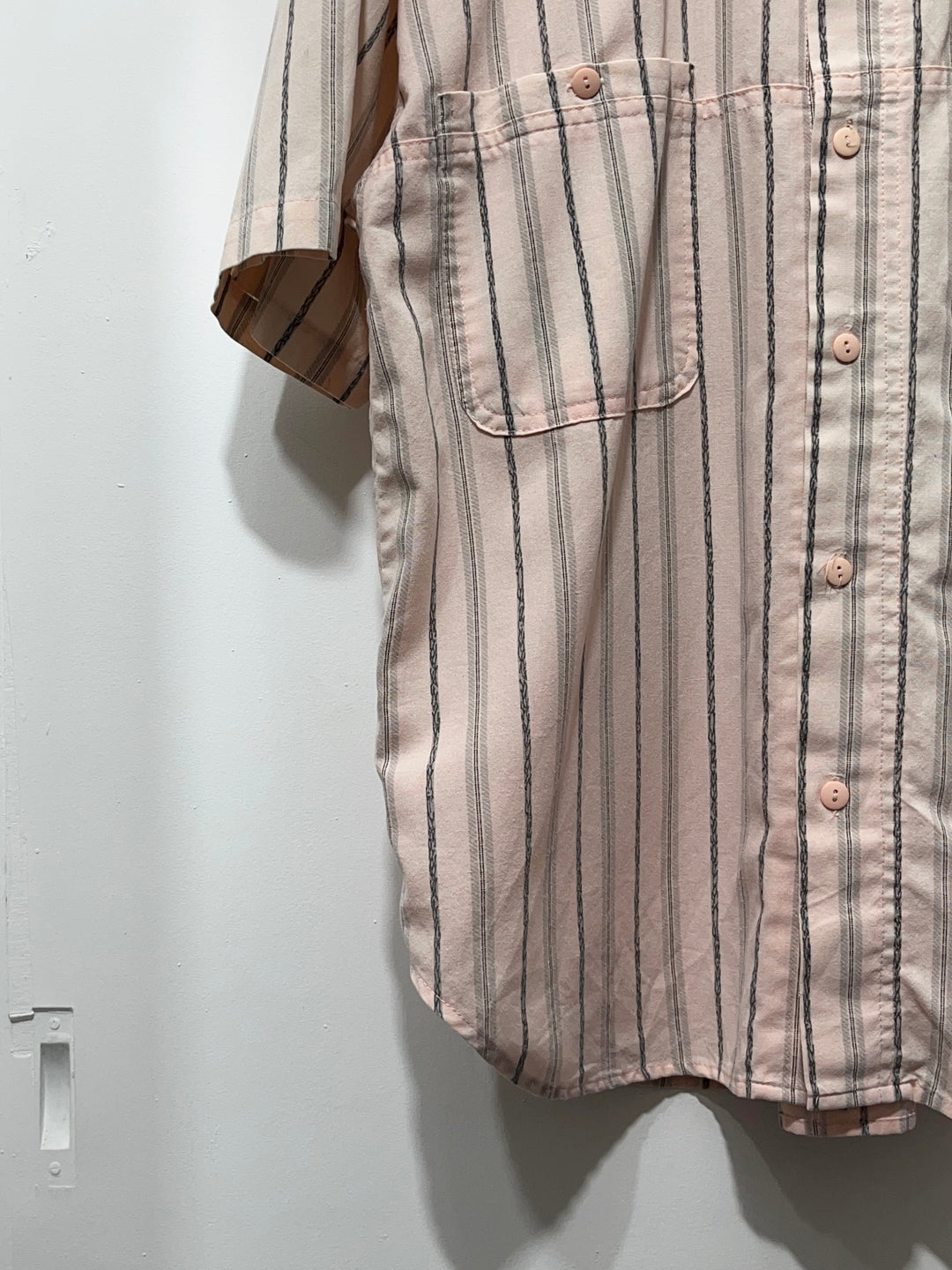 1990s pink × gray stripes s/s shirt
