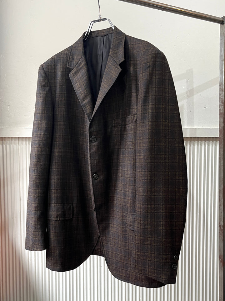 1960s violet × brown check tailored jacket