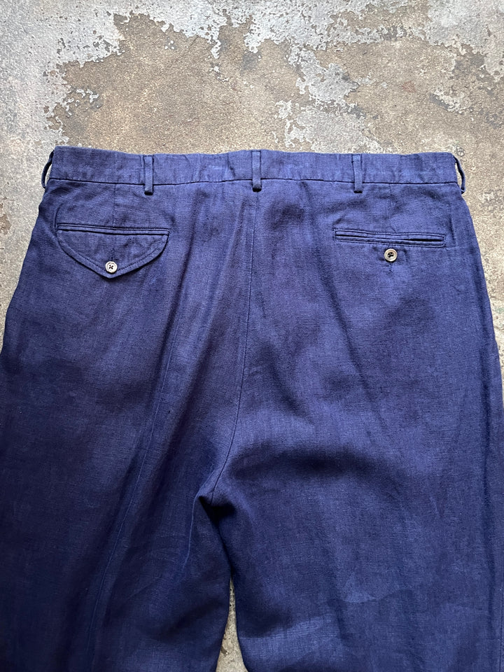 1990-00s "Polo by Ralph Lauren" navy linen slacks 40×32