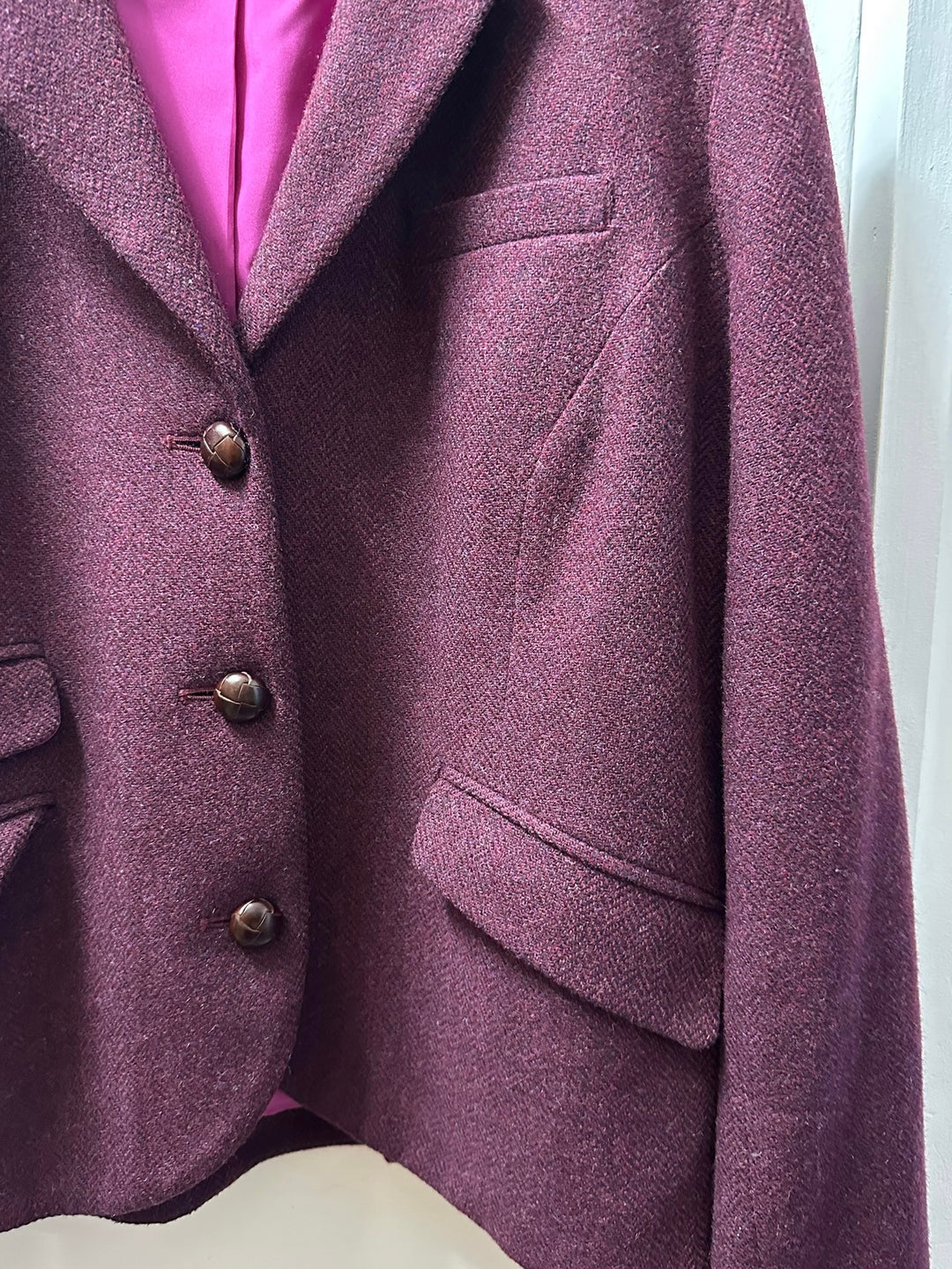 "L.L Bean" wine red color chin strap tweed jacket