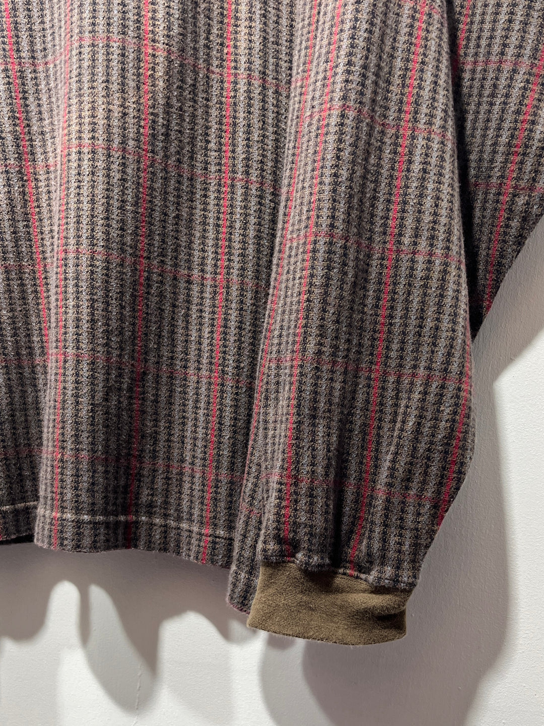1990s houndstooth band collar pullover shirt