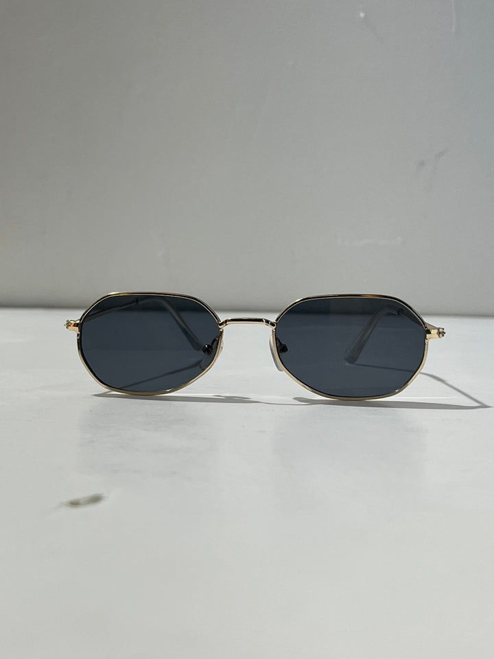 1990s dead stock octagon sunglasses gold × black