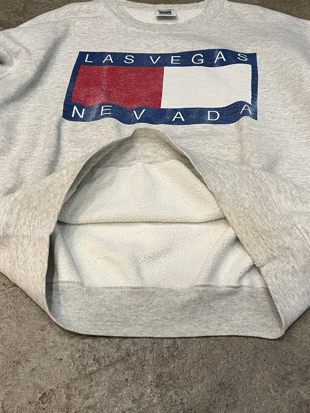 1990s USA made flag logo palody print sweatshirt