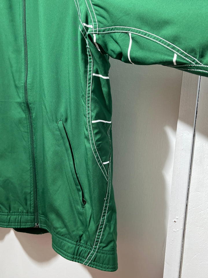 2000s "NIKE" green × white stitch training jacket