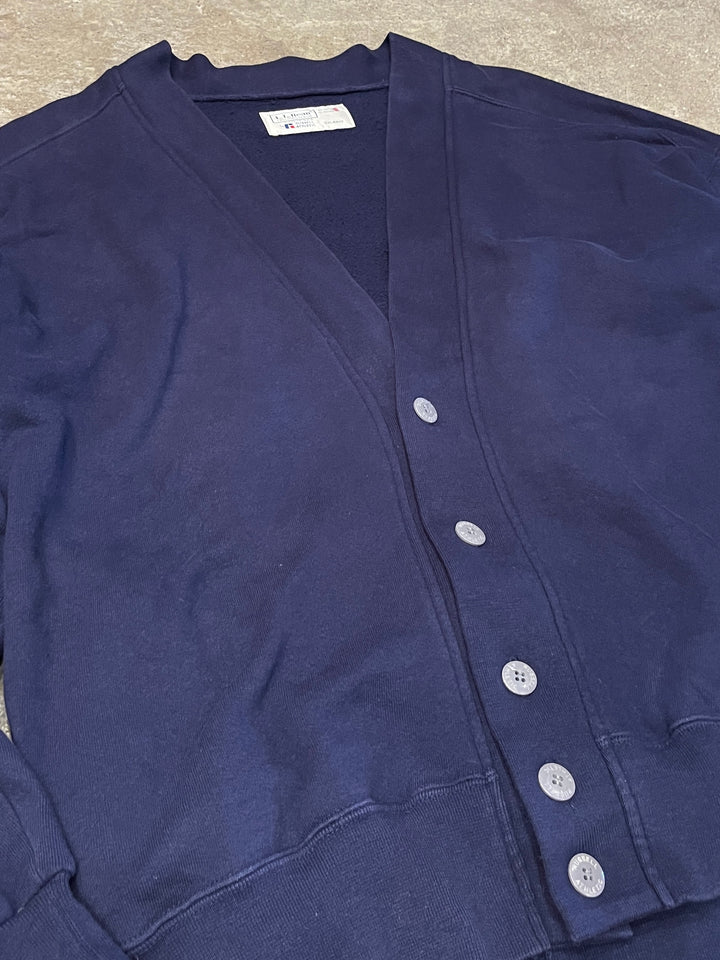1980-90s USA made "L.L Bean × RUSSELL ATHLETIC" navy sweat cardigan