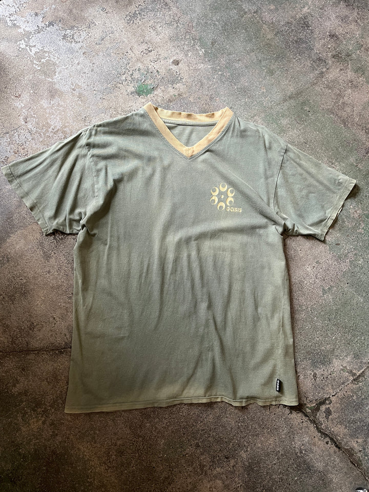 2000s "Oasis" V-neck ringer T-shirt