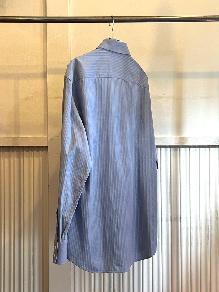 1990s "ARMANI COLLEZIONI" dusty blue stripe shirt