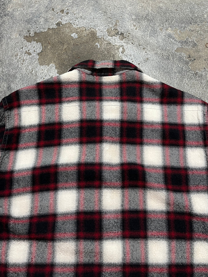 1950-60s vintage black × red ombré checkered shirt