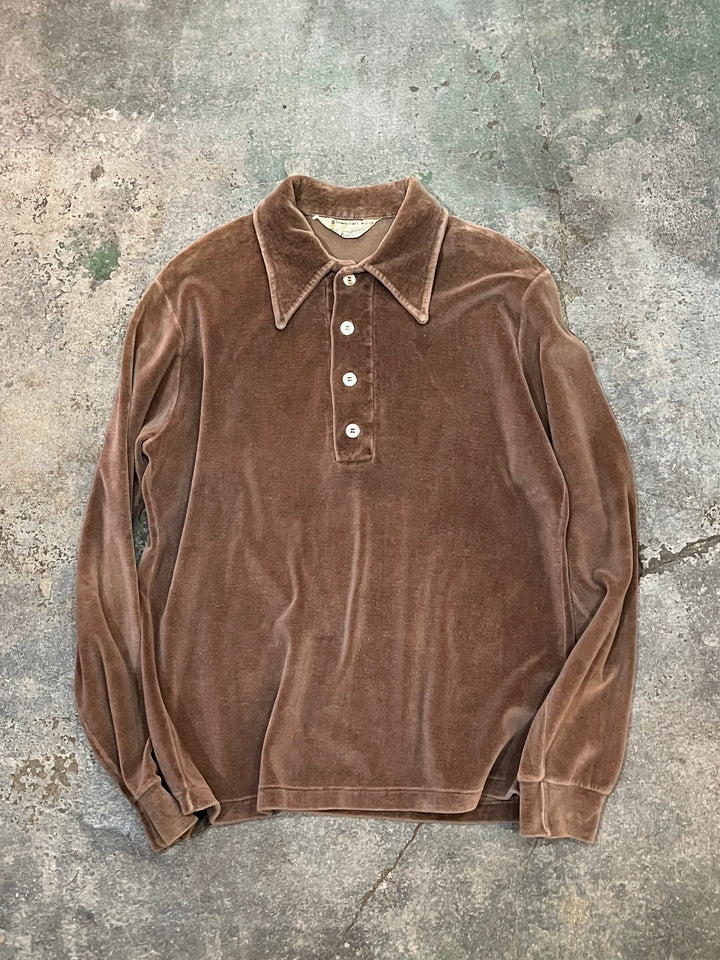 1960s "Penneys TOWNCRAFT" brown velour pullover tops