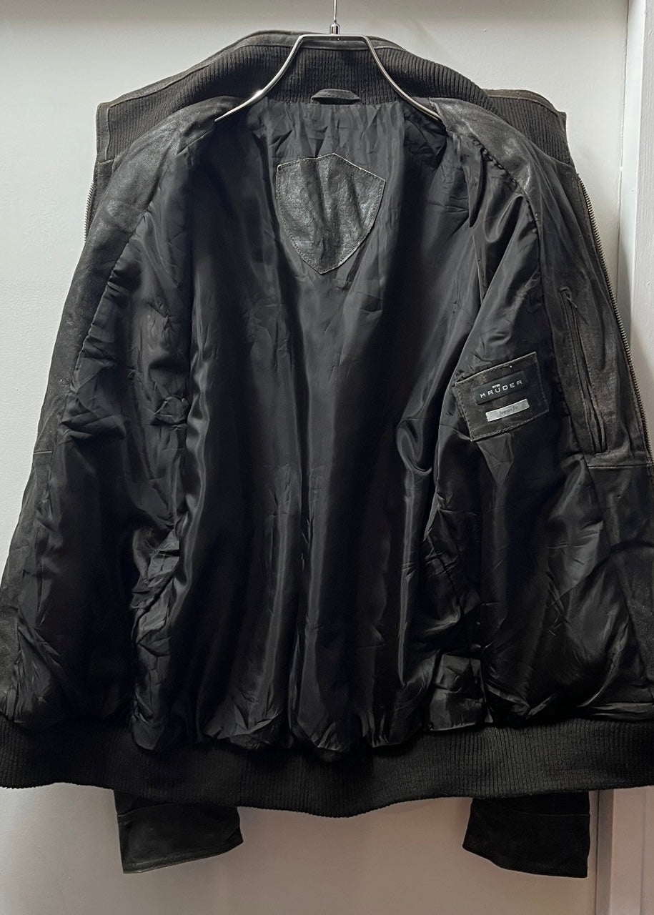 1990-00s good aging black leather blouson