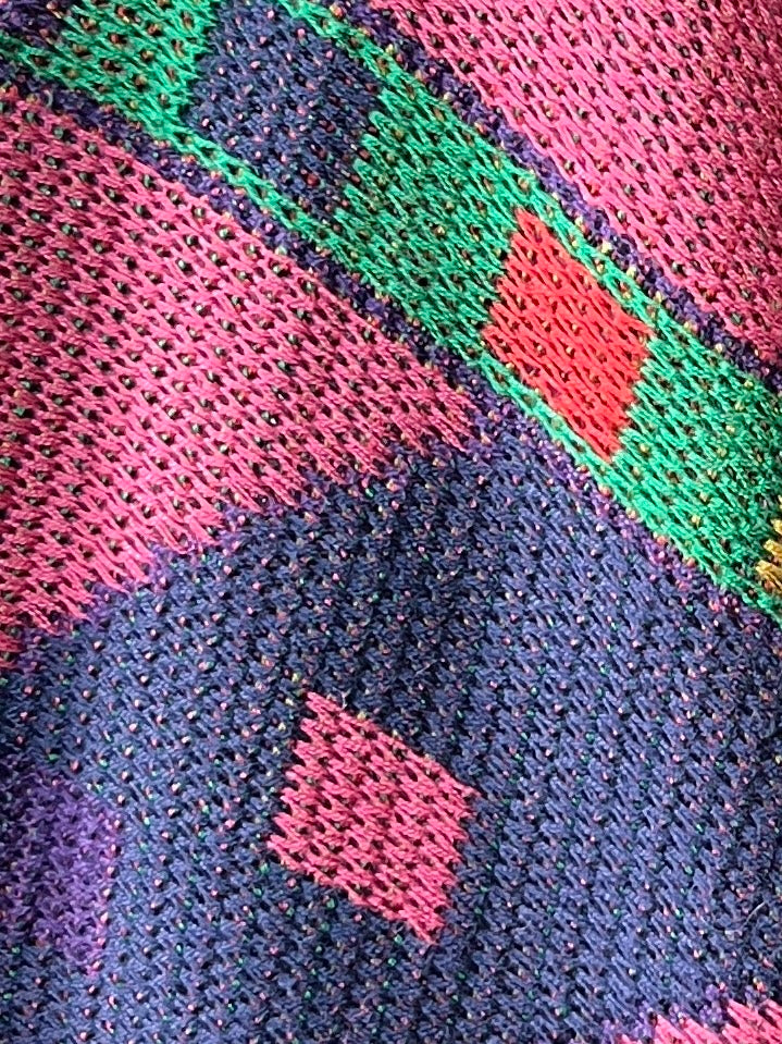 1980-90s ITALY made abstract placket V-neck knit