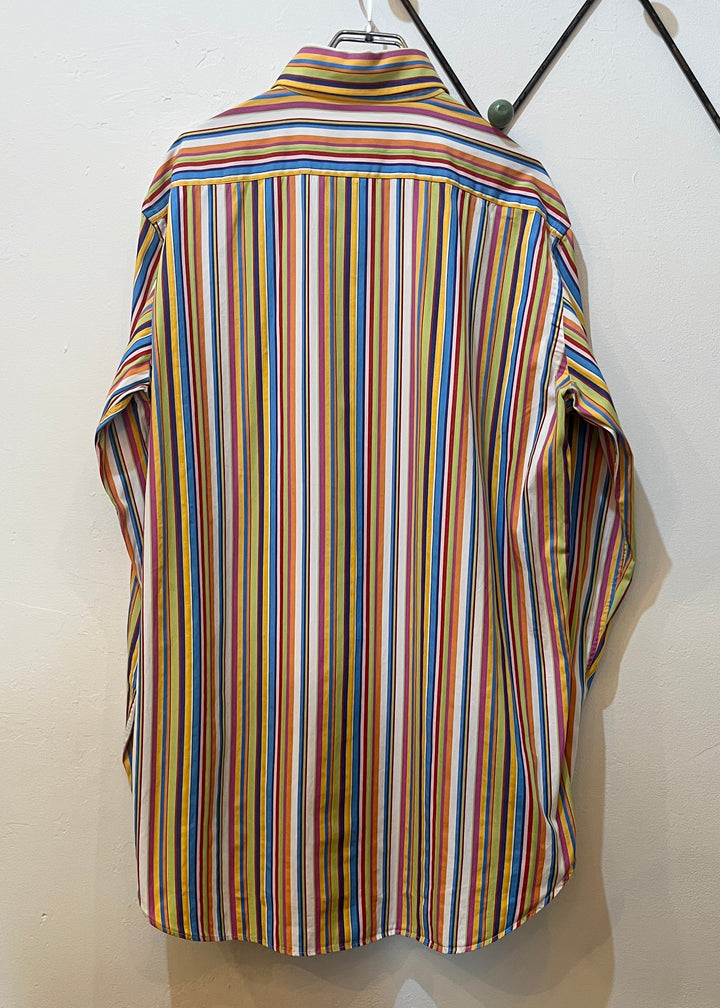 1990s ITALY made "ETRO" colorful stripe shirt