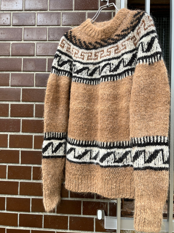 1970s camel nordic pattern knit