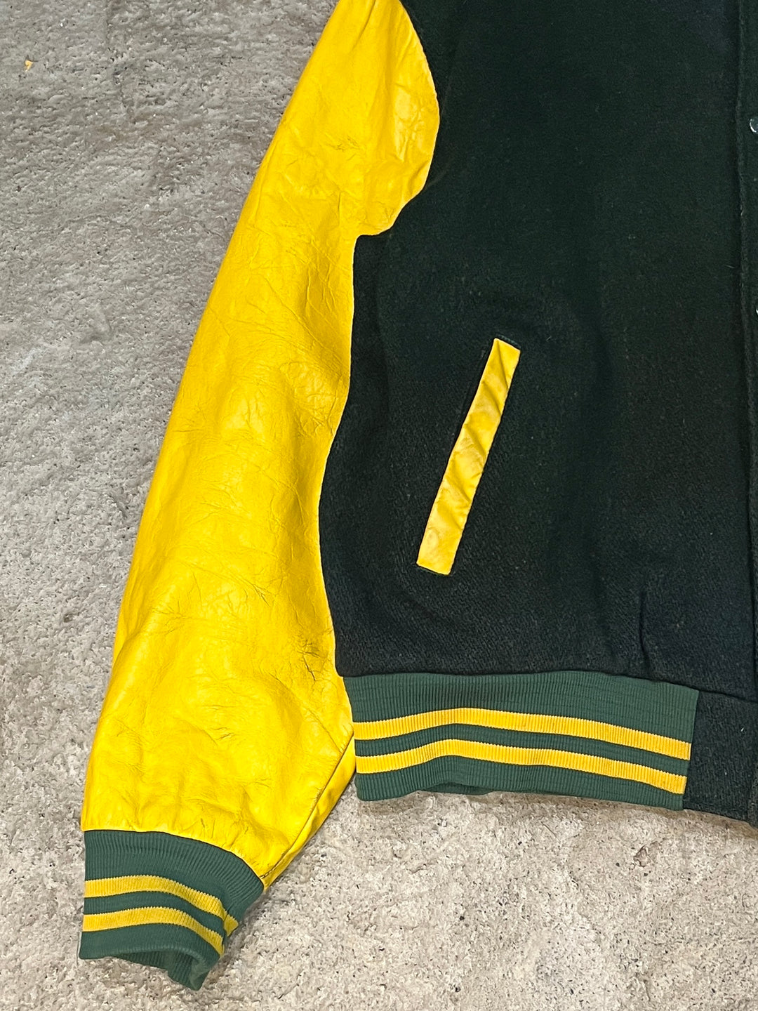 1980-90s USA made MLB Athletics melton wool × leather stadium jacket