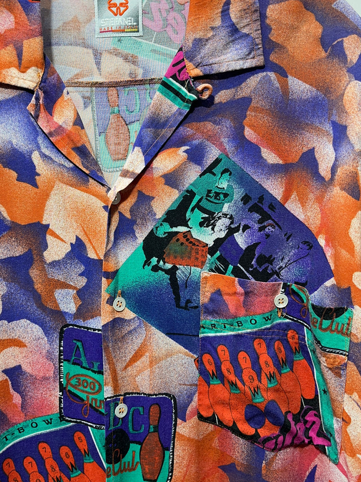 1980s ITALY made neon total pattern s/s shirt