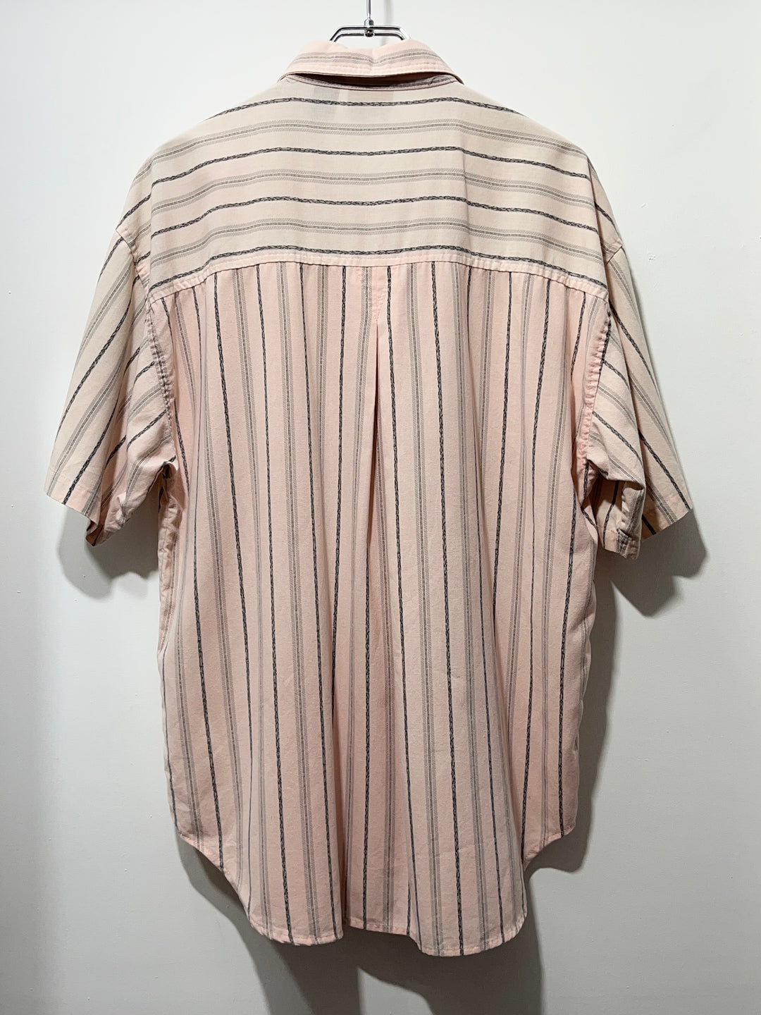 1990s pink × gray stripes s/s shirt