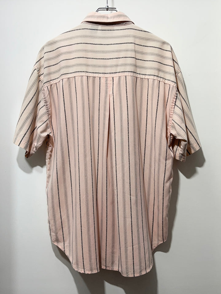 1990s pink × gray stripes s/s shirt
