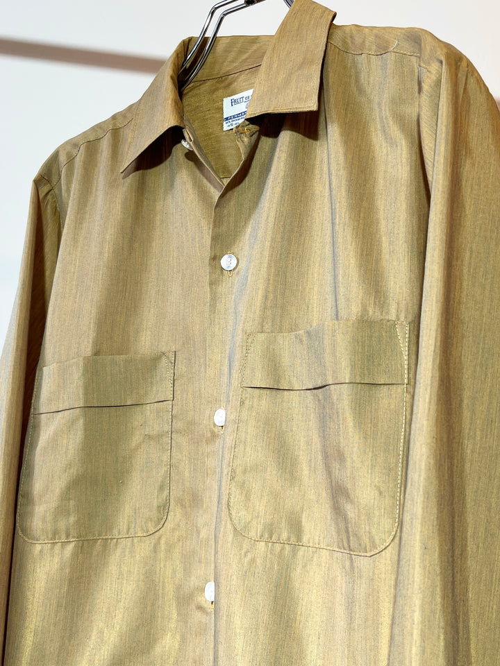 1960-70s "FRUIT OF THE LOOM" iridescent open collar shirt
