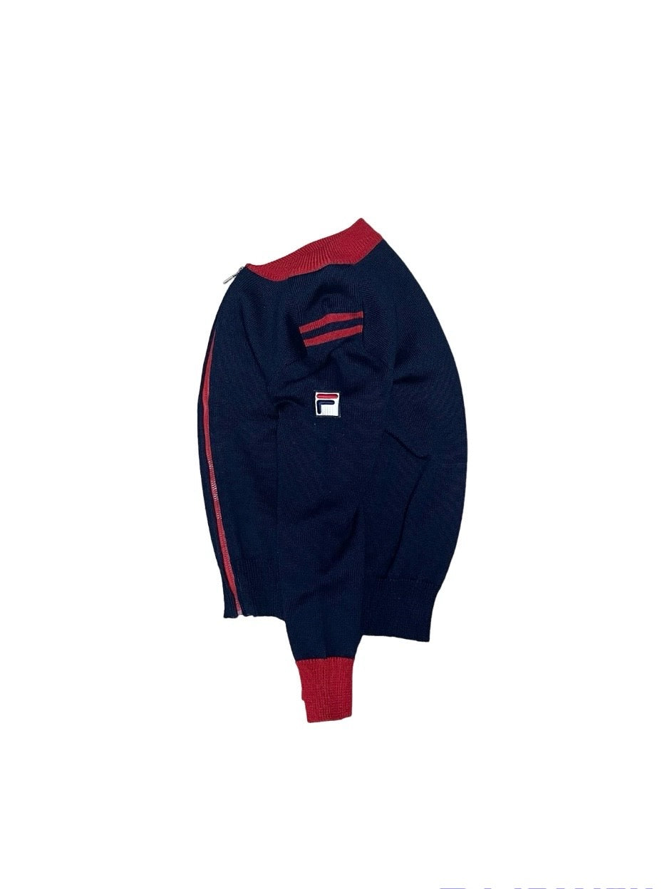 "FILA" navy × red zipup knit blouson