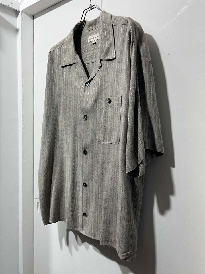 1990-00s gray stripe s/s shirt
