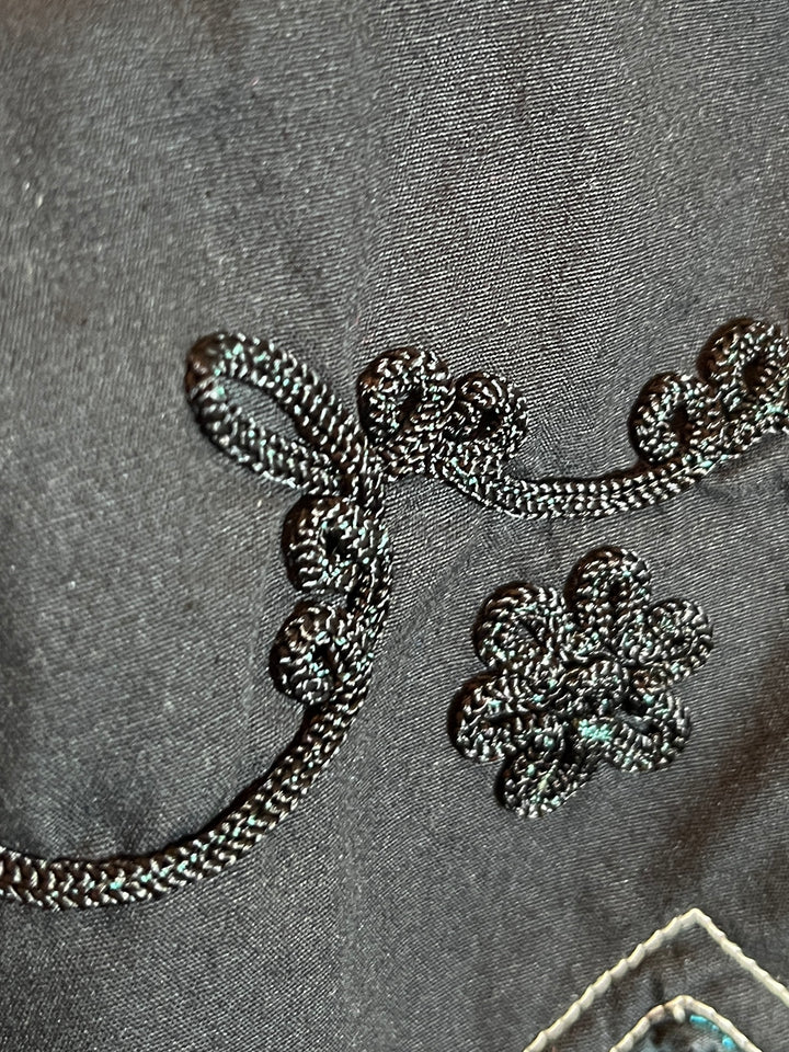 1990s black embroidered western shirt