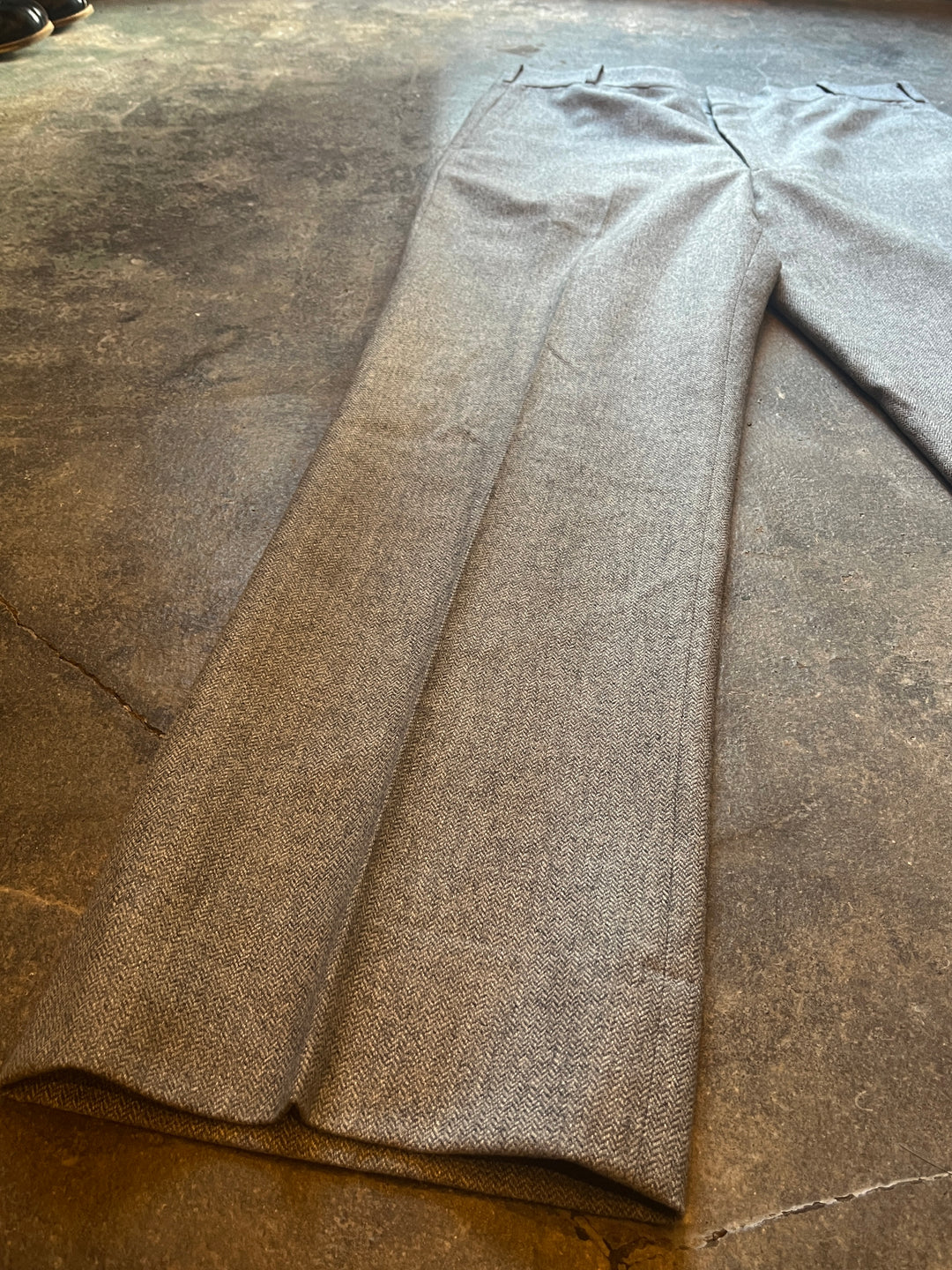 1970s gray herringbone slacks