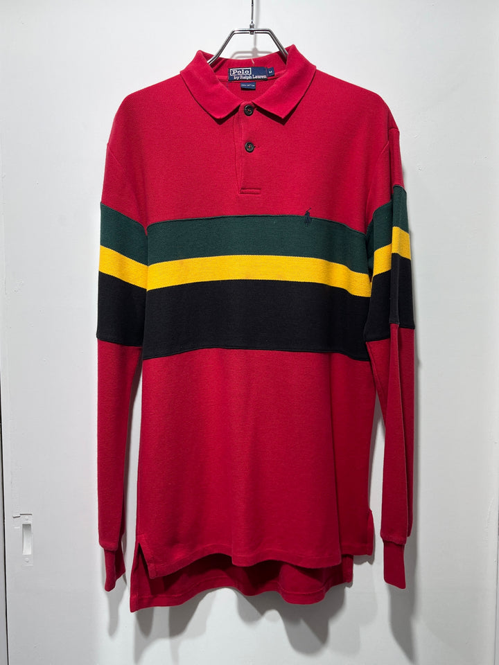 1990s "Polo by Ralph Lauren" rasta stripe rugby shirt