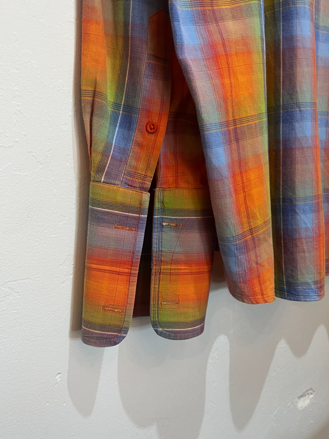 1990s colorful ombre checkered shirt