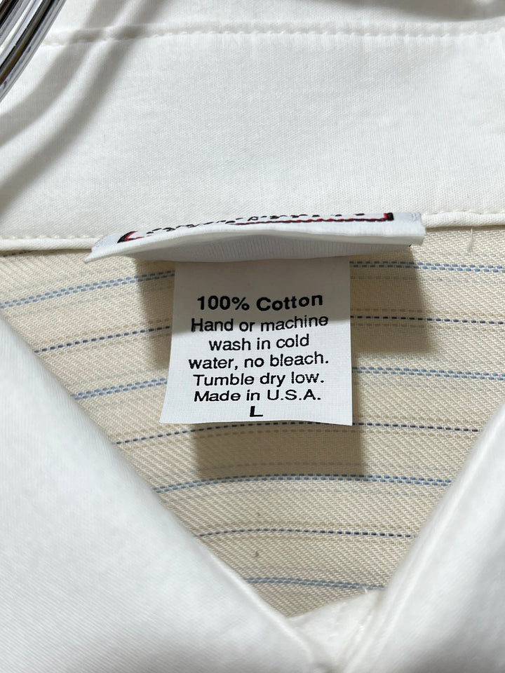 1990-00s USA made striped white collar pullover shirt