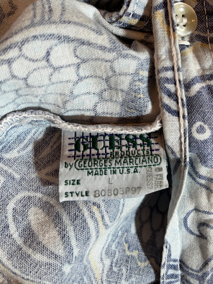 1980-90s USA made "GUESS" art pattern shirt