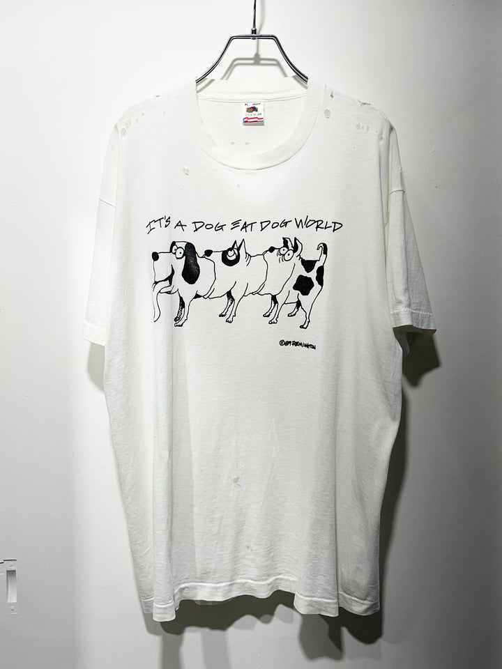 1980s USA made "DOG EAT DOG" graphic art T-shirt