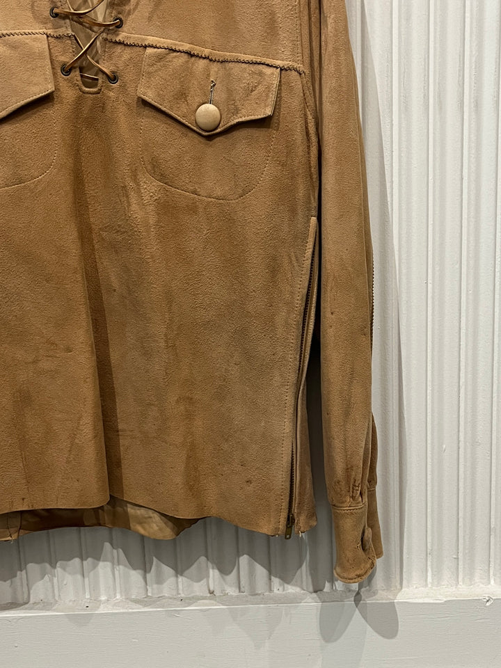 1970s suede leather laceup pullover