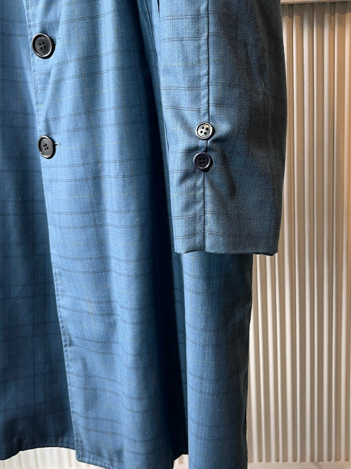 1960s "Sears" steel blue windowpane balmacaan coat