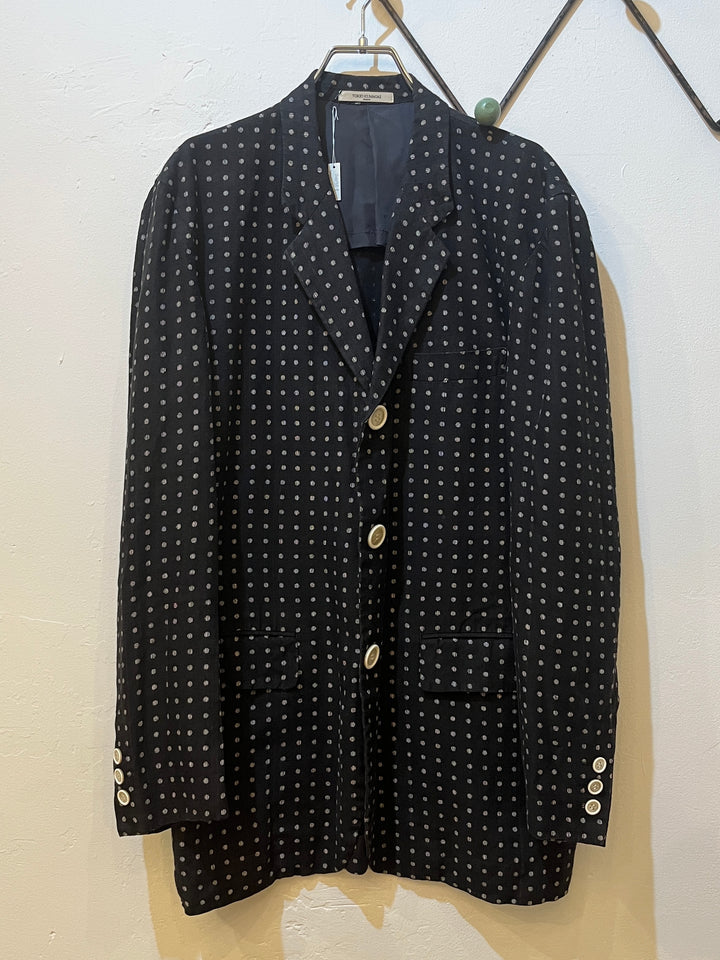 "TOKIO KUMAGAI" kasuri design polka dot linen tailored jacket