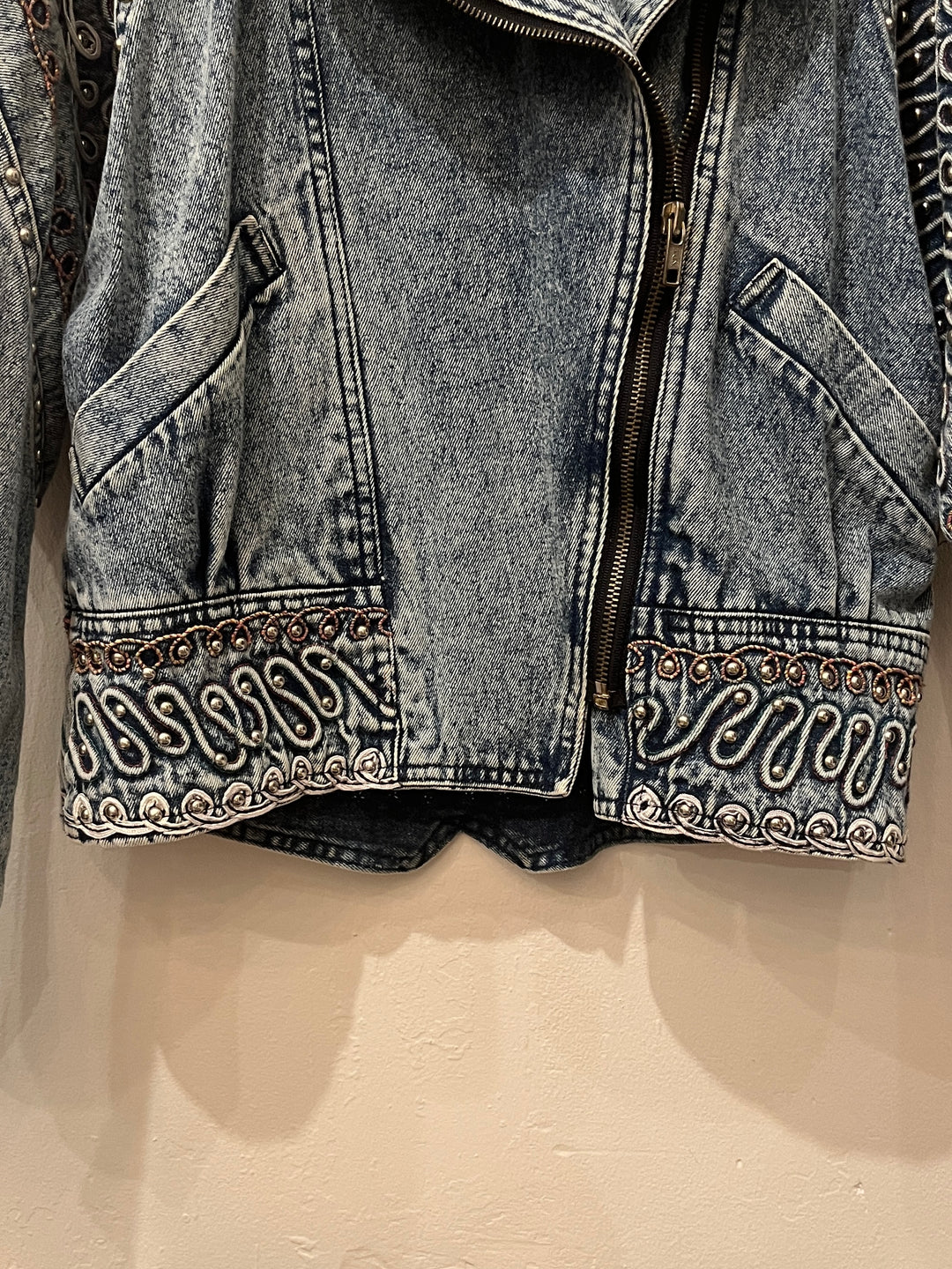 1980s decoration design chemical wash denim jacket