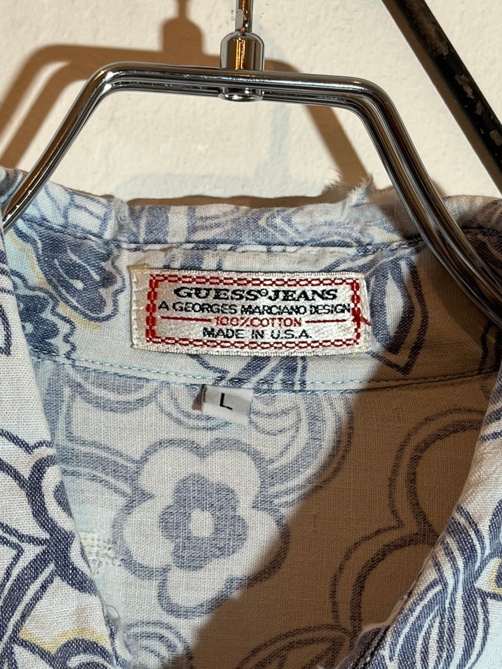 1980-90s USA made "GUESS" art pattern shirt